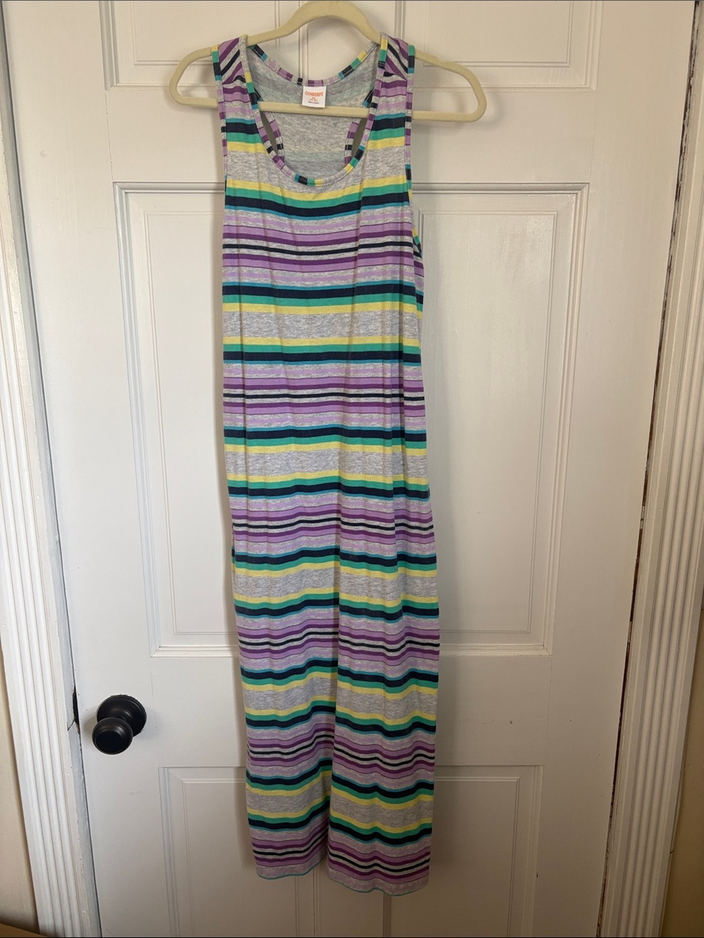 Gymboree Multicolor Striped Tank Maxi Dress - Purple, Teal, Yellow, Gray